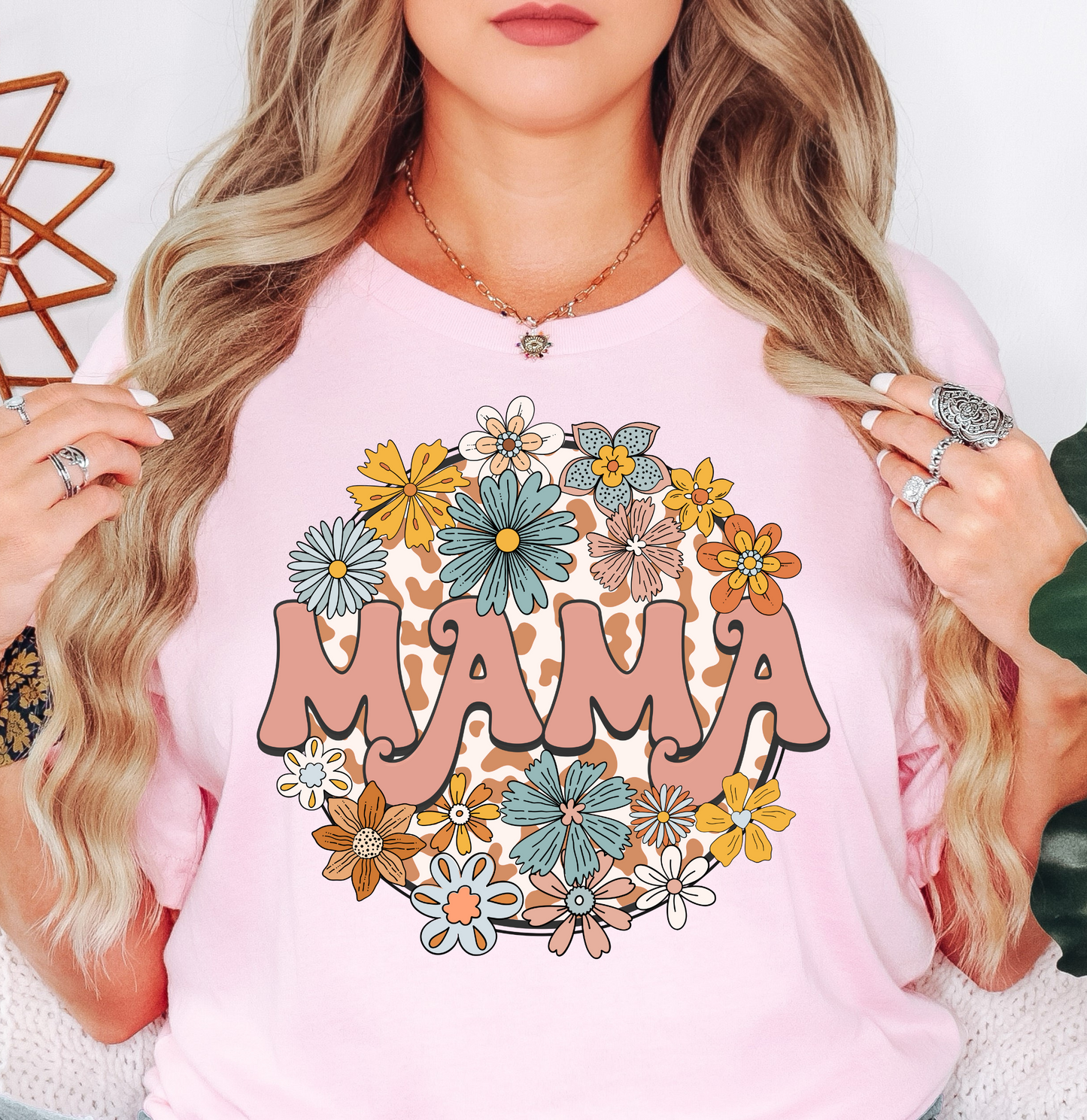 Retro Groovy Floral Mama Tee | Mama Mode Activated Collection | Unisex Pre-Shrunk T-Shirt