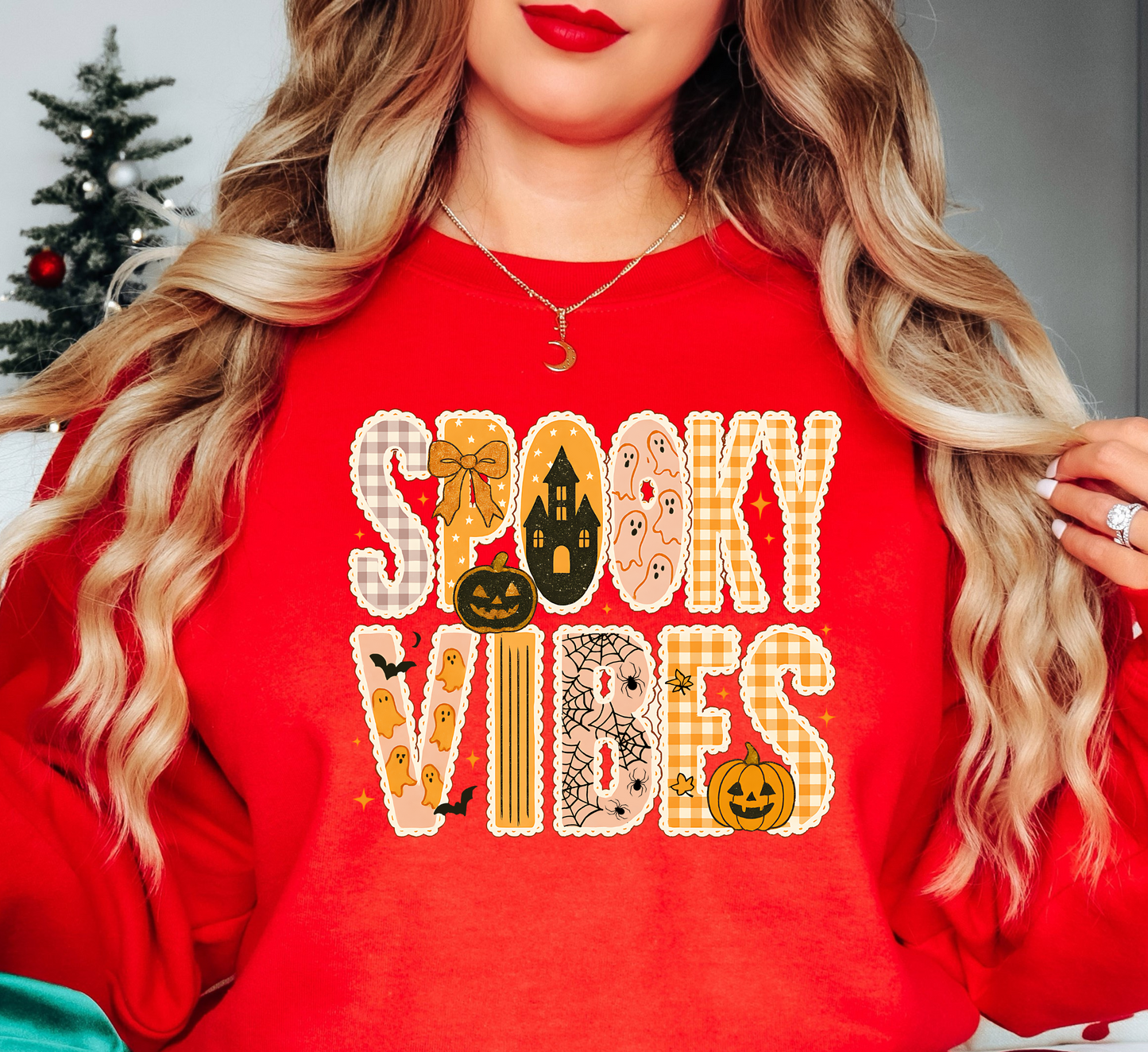 Spooky Vibes Preppy Sweatshirt | Boo-tiful Vibes Collection | Unique Gifts for Family Friends