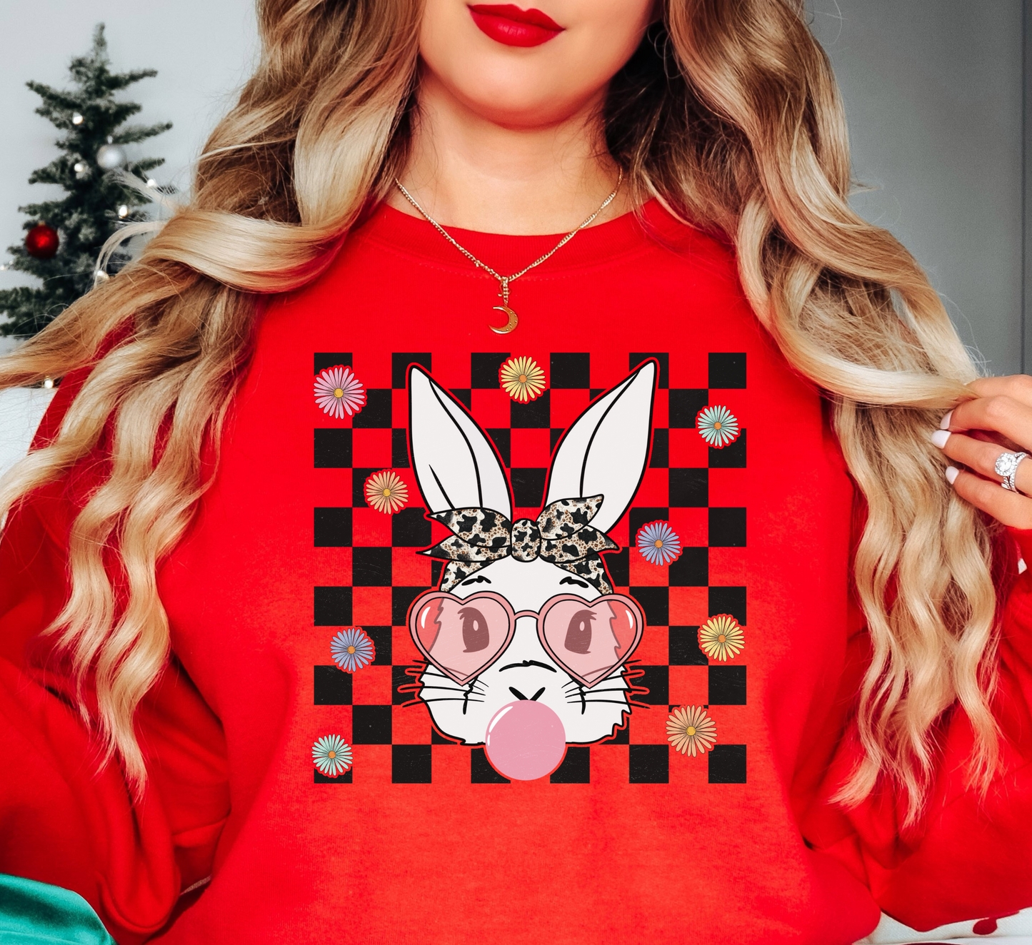 Bandana Glasses Bubblegum Sweatshirt | Hoppin' Into Spring Collection | Unique Gifts for Family Friends