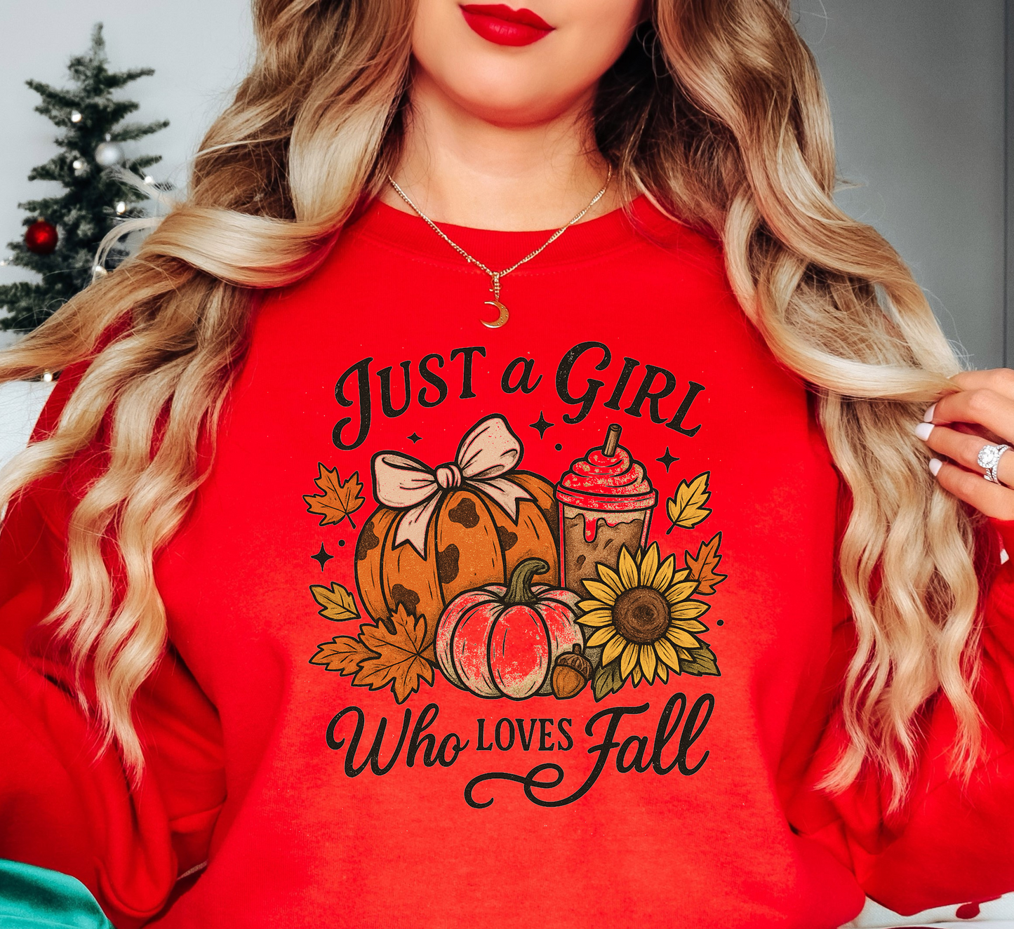 Just A Girl Who Loves Fall Sweatshirt | Falling For You Collection | Unique Gifts for Family Friends