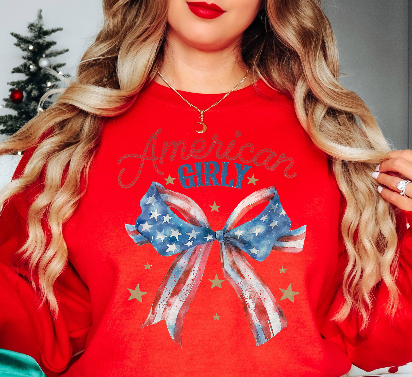 American Girly Sweatshirt | Stars and Stripes Collection | Unique Gifts for Family and Friends