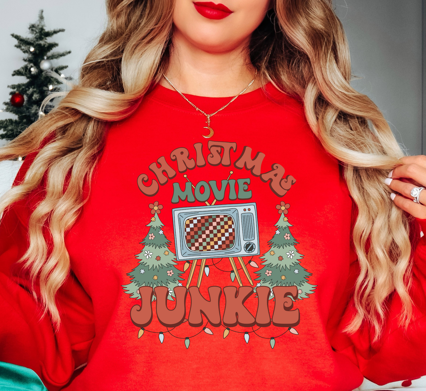 Xmas Movie Junkie Sweatshirt | Tis The Season Collection | Unique Gifts for Family Friends