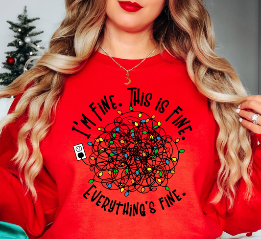 Xmas Lights I'm Fine Sweatshirt | Tis The Season Collection | Unique Gifts for Family Friends