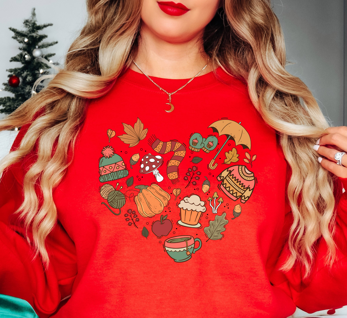 Fall Doodle Heart Sweatshirt | Falling For You Collection | Unique Gifts for Family Friends