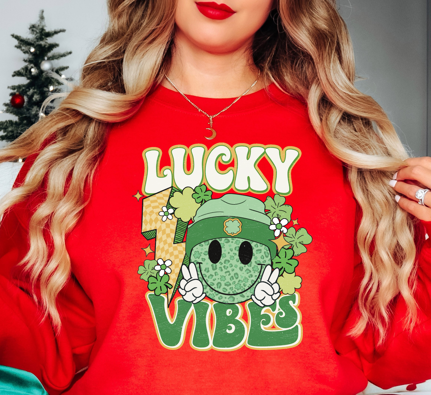 Retro Lucky Vibes Sweatshirt | Feeling Lucky Collection | Unique Gifts for Family Friends