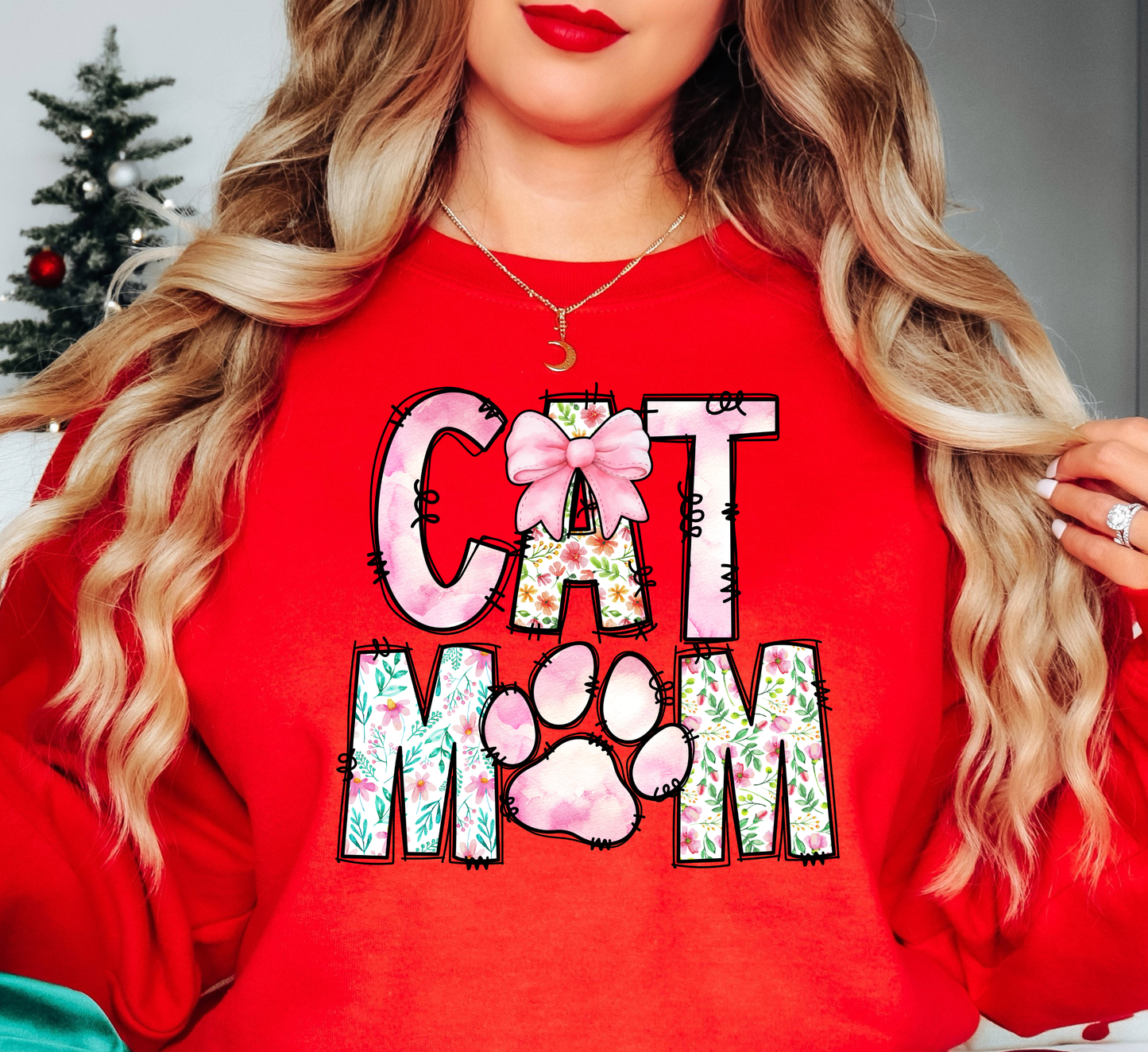 Preppy Cat Mom Sweatshirt | Pawsitive Vibes Collection | Unique Gifts for Family and Friends