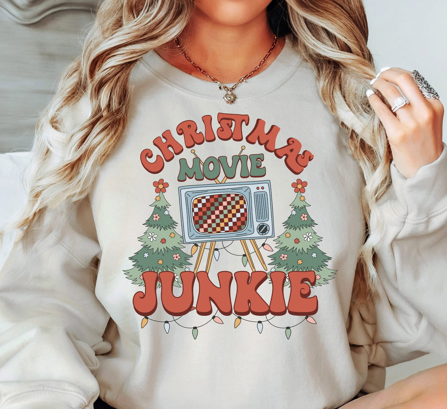 Xmas Movie Junkie Sweatshirt | Tis The Season Collection | Unique Gifts for Family Friends