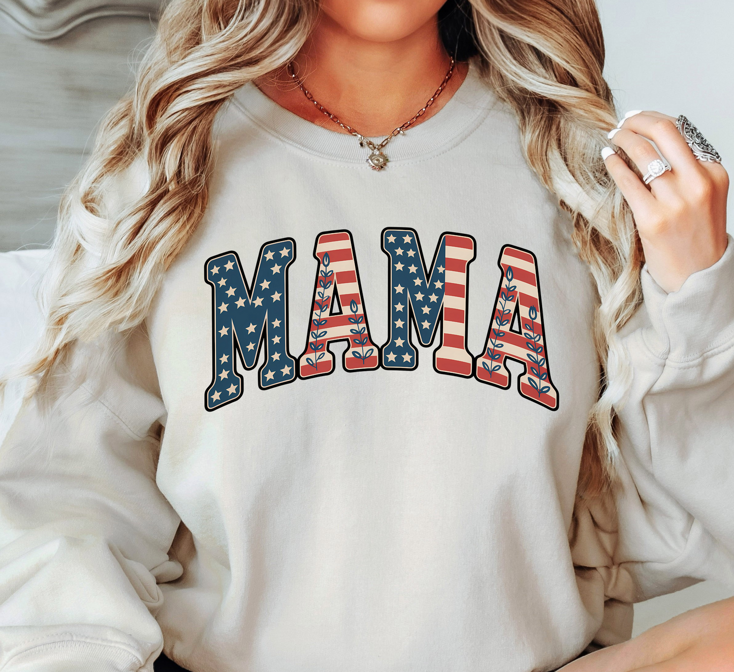 USA Floral Mama Sweatshirt | Mama Mode Activated Collection | Unique Gifts for Family Friends