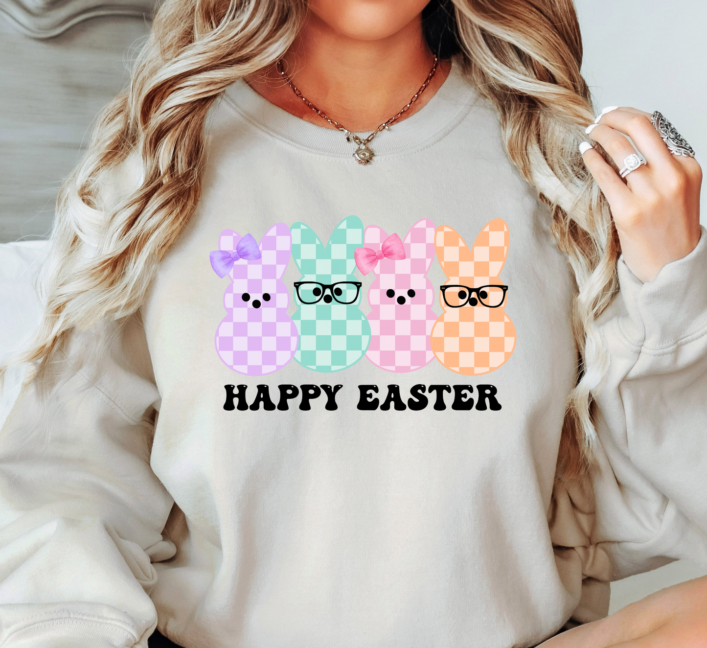 Happy Easter Peeps Sweatshirt | Hoppin' Into Spring Collection | Unique Gifts for Family Friends