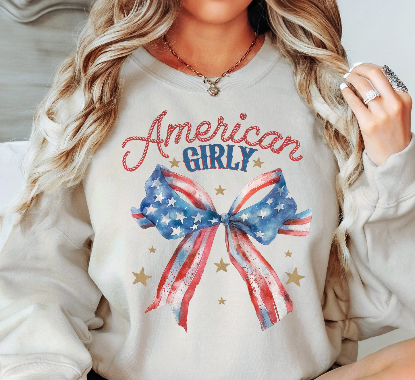 American Girly Sweatshirt | Stars and Stripes Collection | Unique Gifts for Family and Friends