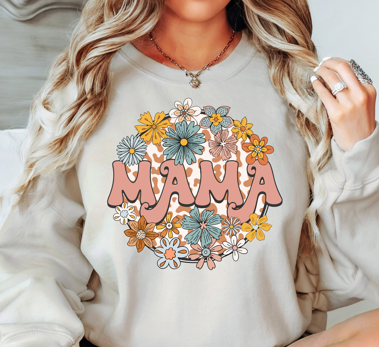 Retro Groovy Floral Mama Sweatshirt | Mama Mode Activated Collection | Unique Gifts for Family Friends