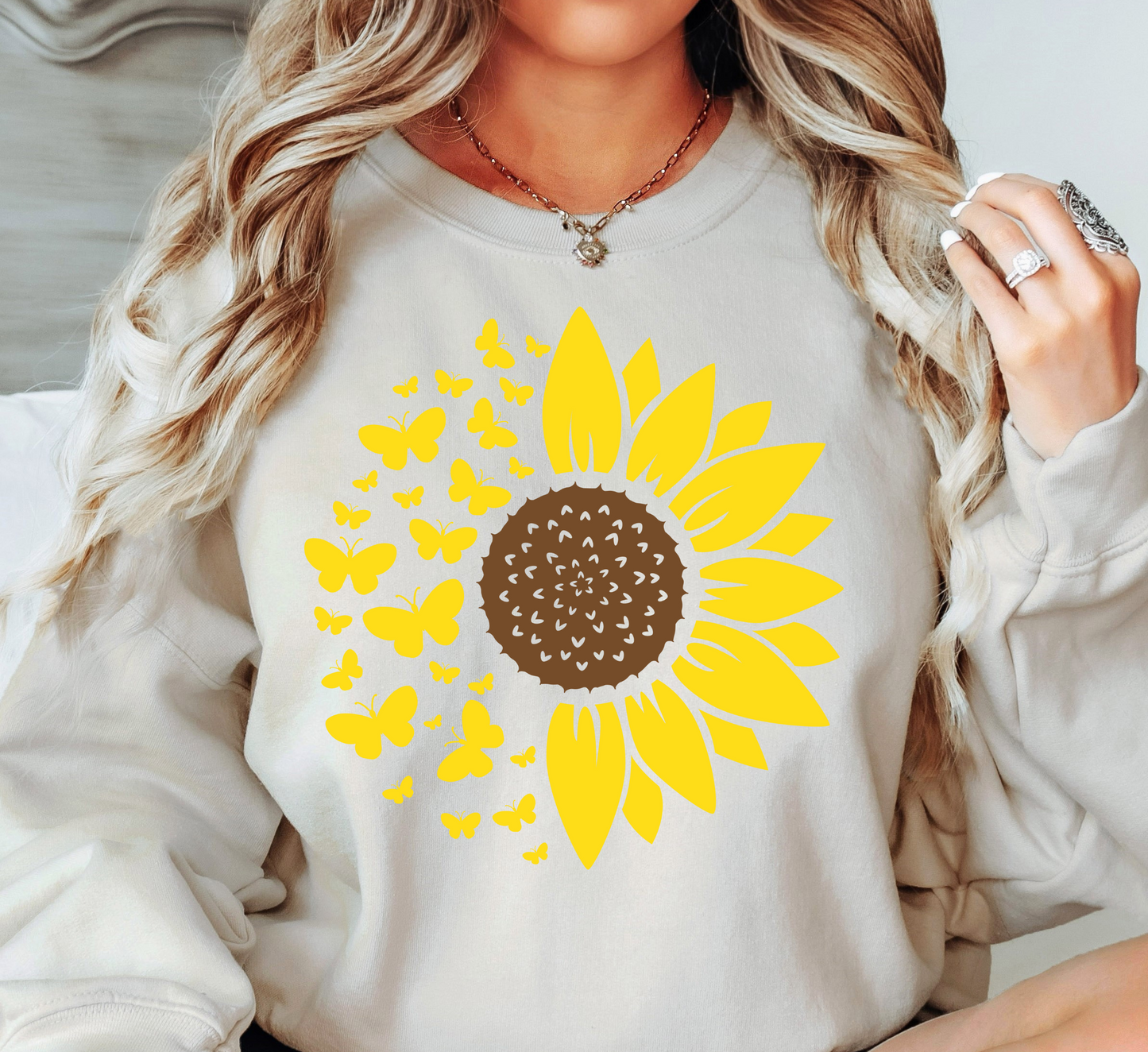 Sunflowers and Butterflies Sweatshirt | Hoppin' Into Spring Collection | Unique Gifts for Family Friends