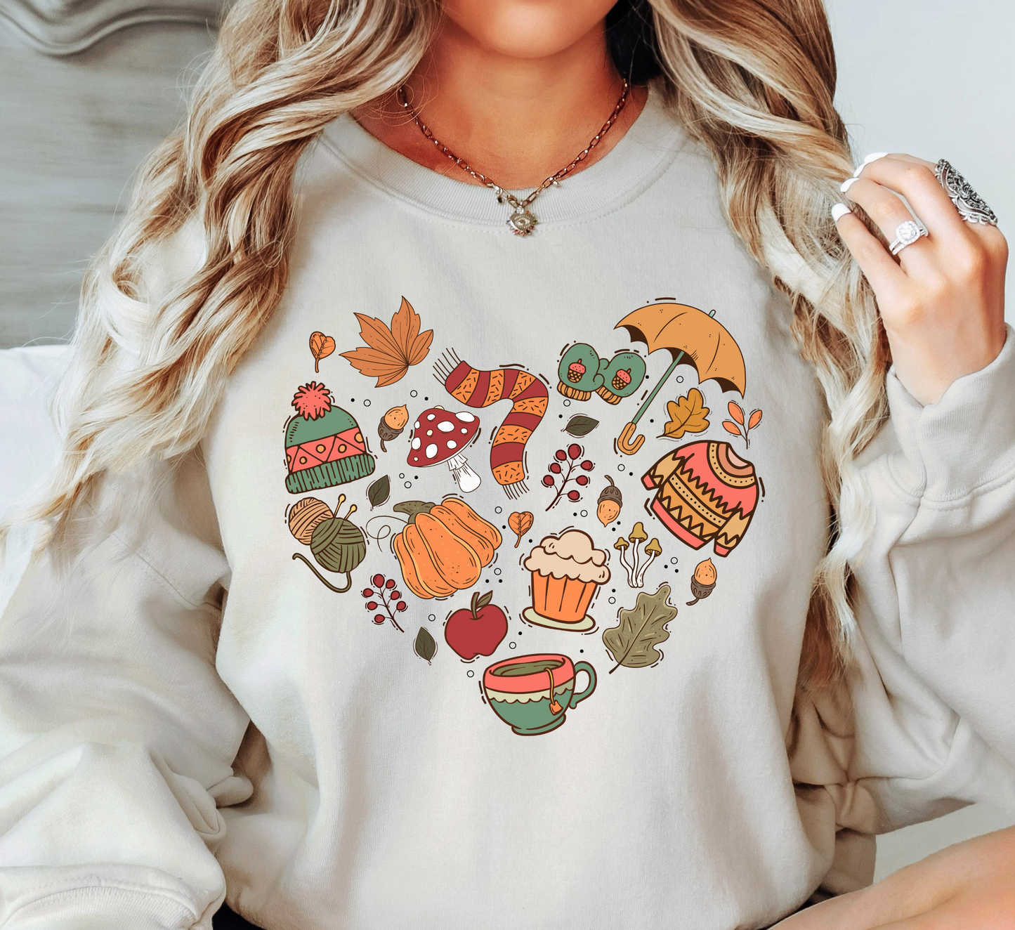 Fall Doodle Heart Sweatshirt | Falling For You Collection | Unique Gifts for Family Friends