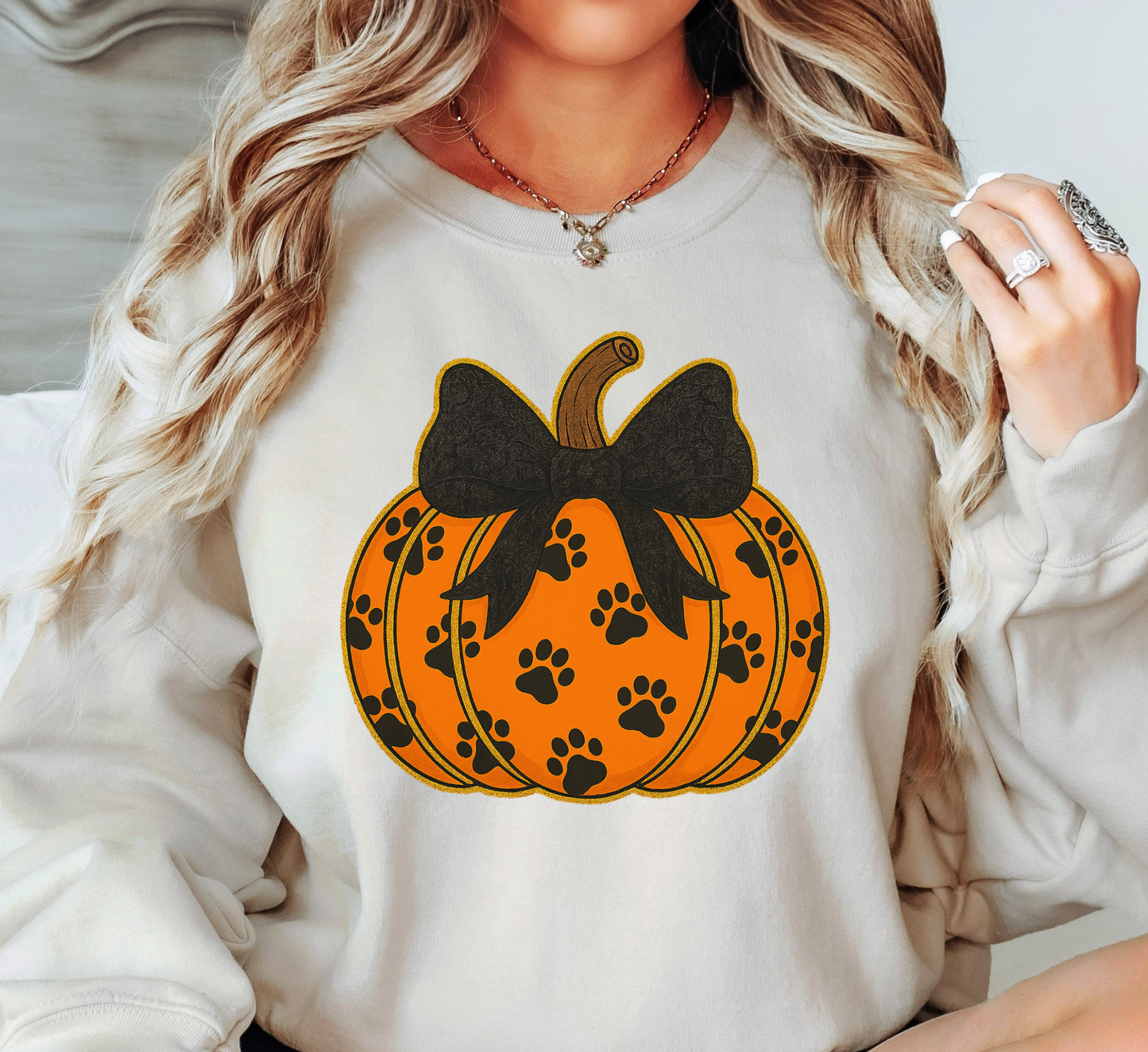 Pumpkin Filled Paws Sweatshirt | Pawsitive Vibes Collection | Unique Gifts for Family and Friends
