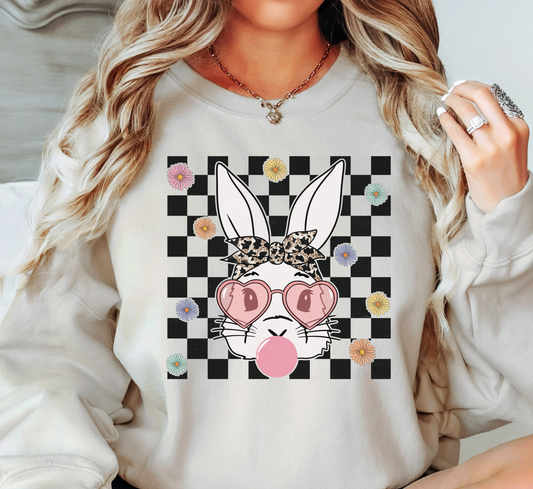Bandana Glasses Bubblegum Sweatshirt | Hoppin' Into Spring Collection | Unique Gifts for Family Friends