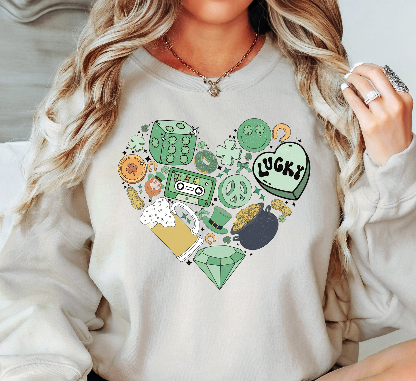 Lucky Heart Doodle Sweatshirt | Feeling Lucky Collection | Unique Gifts for Family Friends