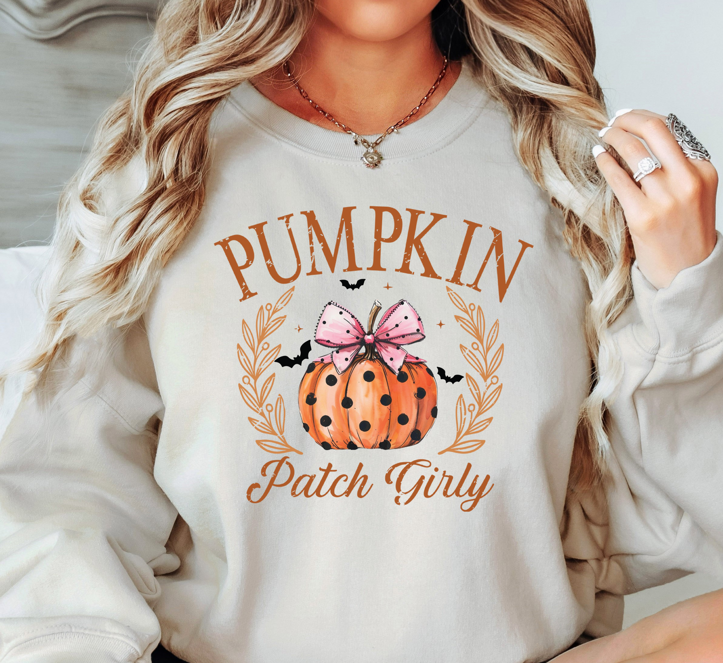 Pumpkin Patch Girly Sweatshirt | Boo-tiful Vibes Collection | Unique Gifts for Family Friends