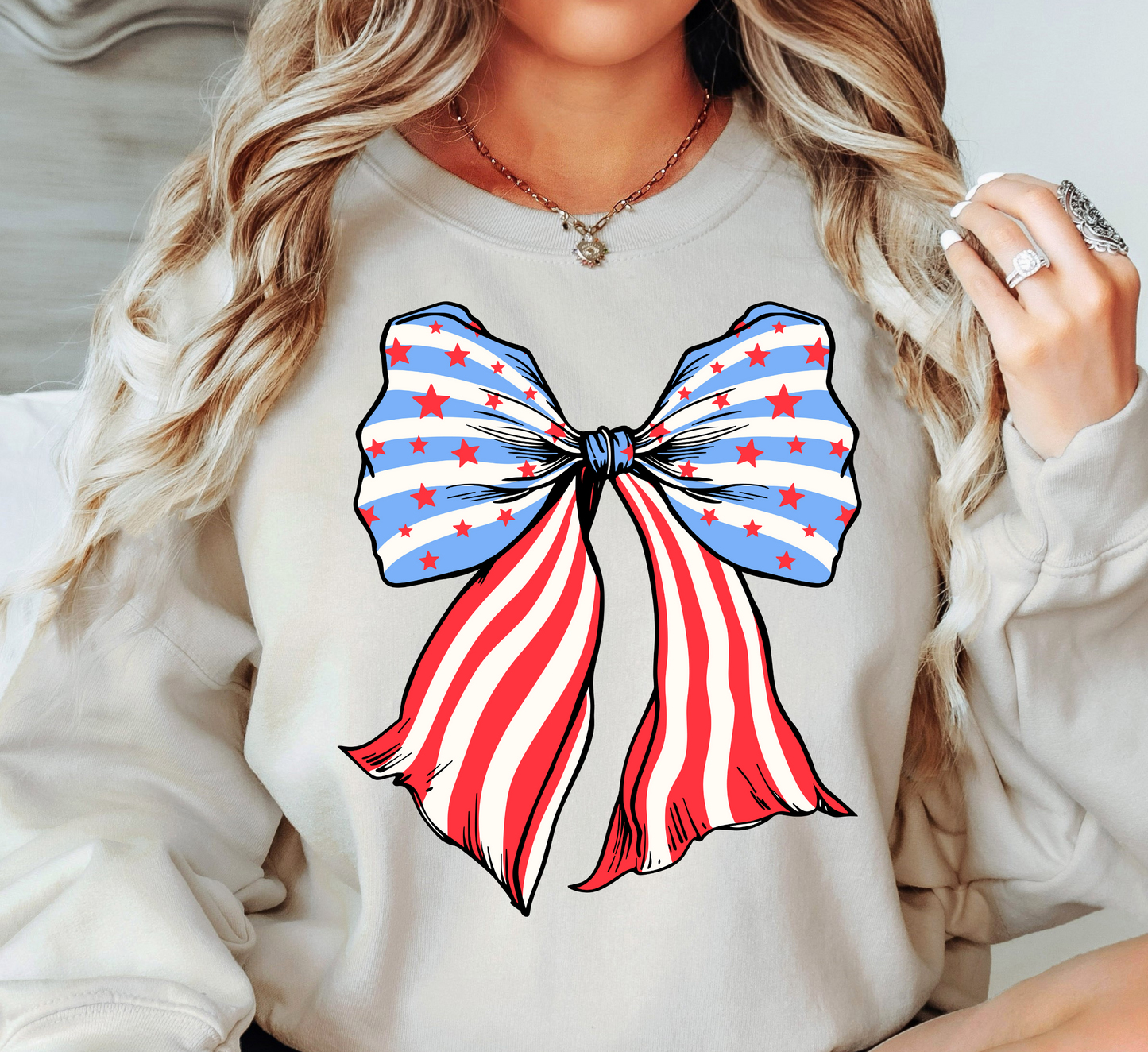 USA Coquette Bow Sweatshirt | Stars and Stripes Collection | Unique Gifts for Family and Friends
