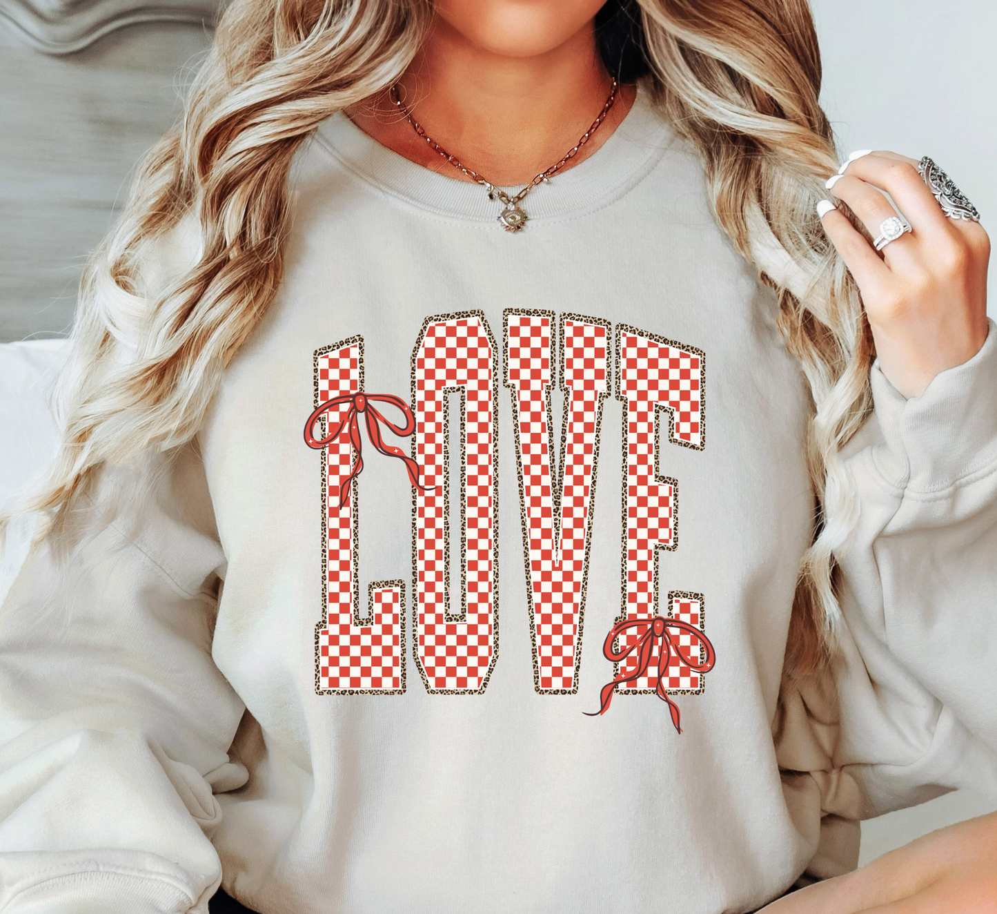 Retro Checkered Love Sweatshirt | XoXo Love Collection | Unique Gifts for Family Friends