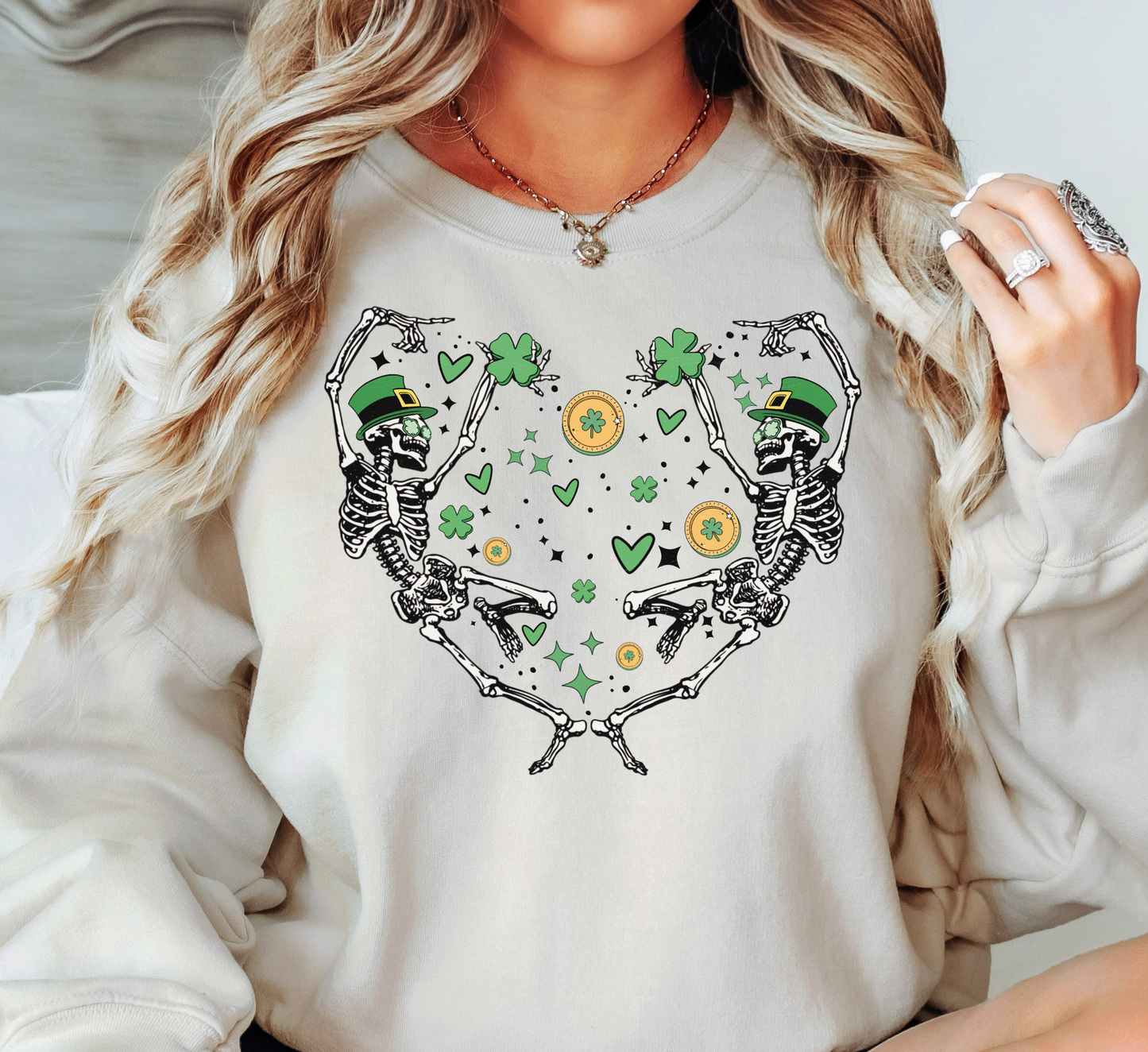 Dancing Skeleton Heart Sweatshirt | Feeling Lucky Collection | Unique Gifts for Family Friends