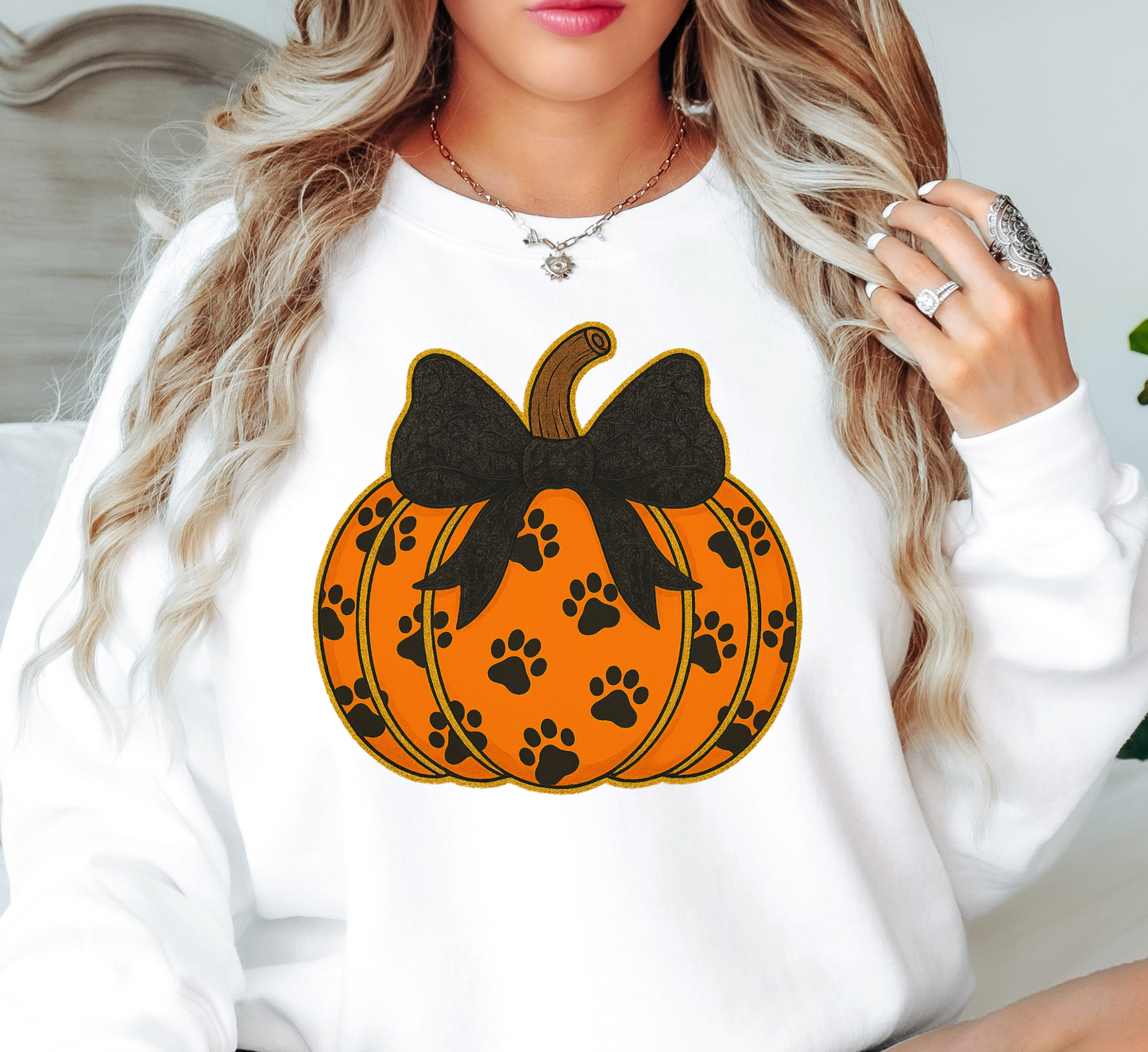 Pumpkin Filled Paws Sweatshirt | Pawsitive Vibes Collection | Unique Gifts for Family and Friends