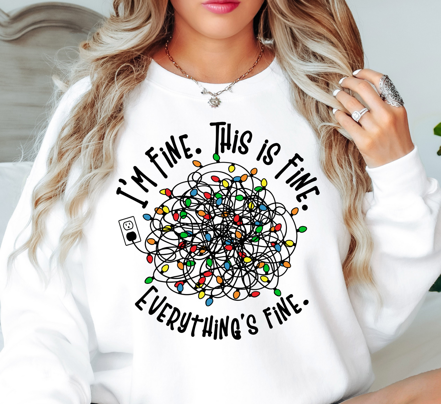 Xmas Lights I'm Fine Sweatshirt | Tis The Season Collection | Unique Gifts for Family Friends