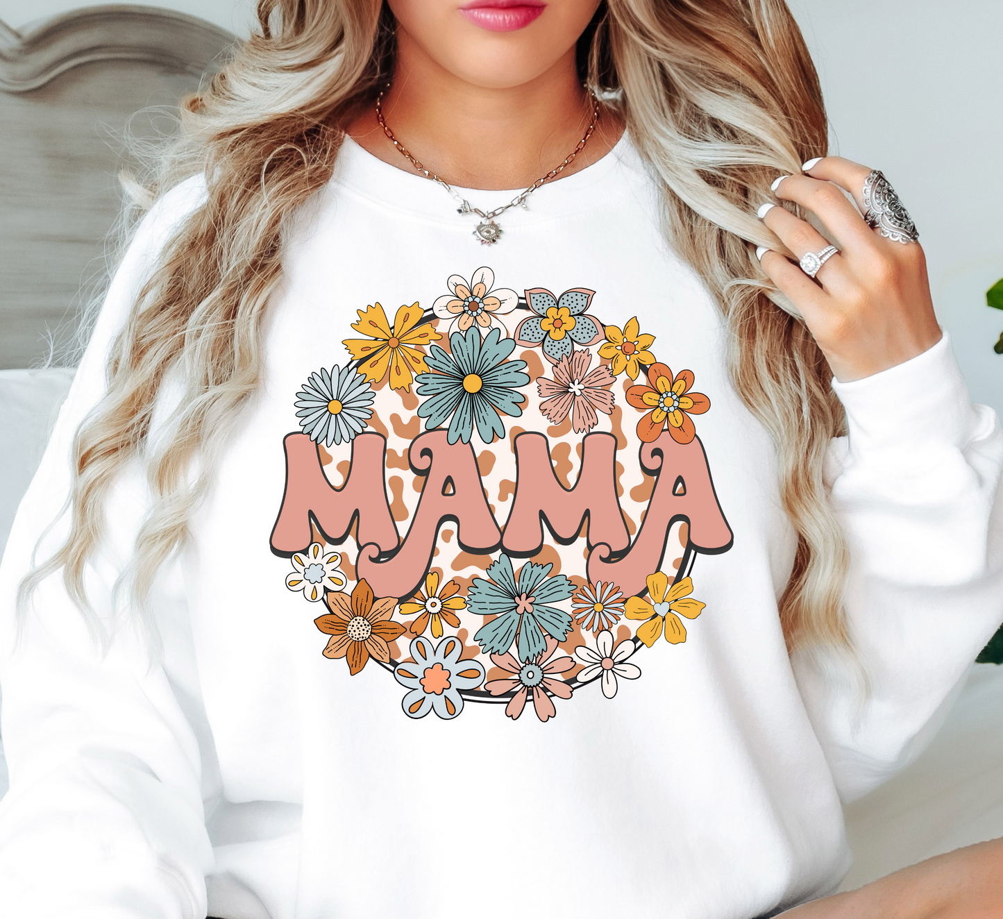 Retro Groovy Floral Mama Sweatshirt | Mama Mode Activated Collection | Unique Gifts for Family Friends