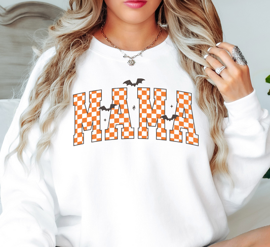 Checkered Halloween Mama Sweatshirt | Mama Mode Activated Collection | Unique Gifts for Family Friends