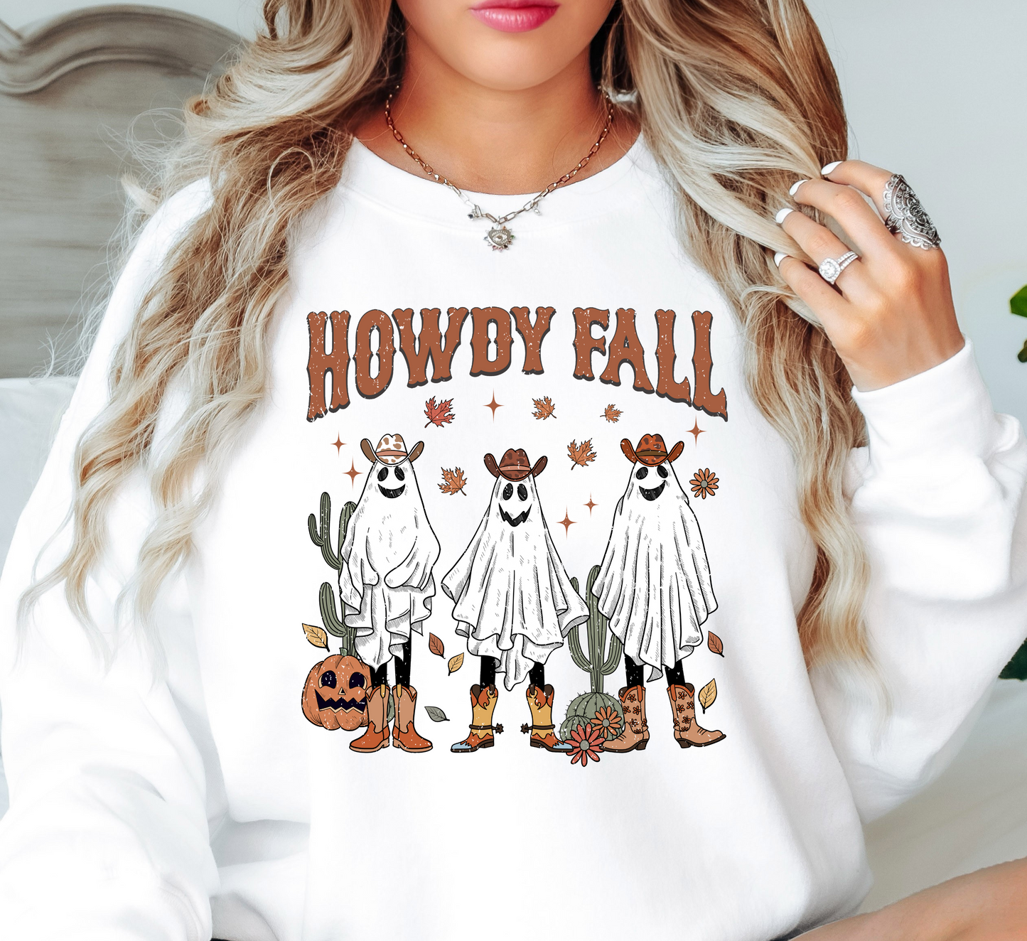 Howdy Fall Ghosts Sweatshirt | Falling For You Collection | Unique Gifts for Family Friends
