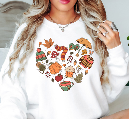 Fall Doodle Heart Sweatshirt | Falling For You Collection | Unique Gifts for Family Friends
