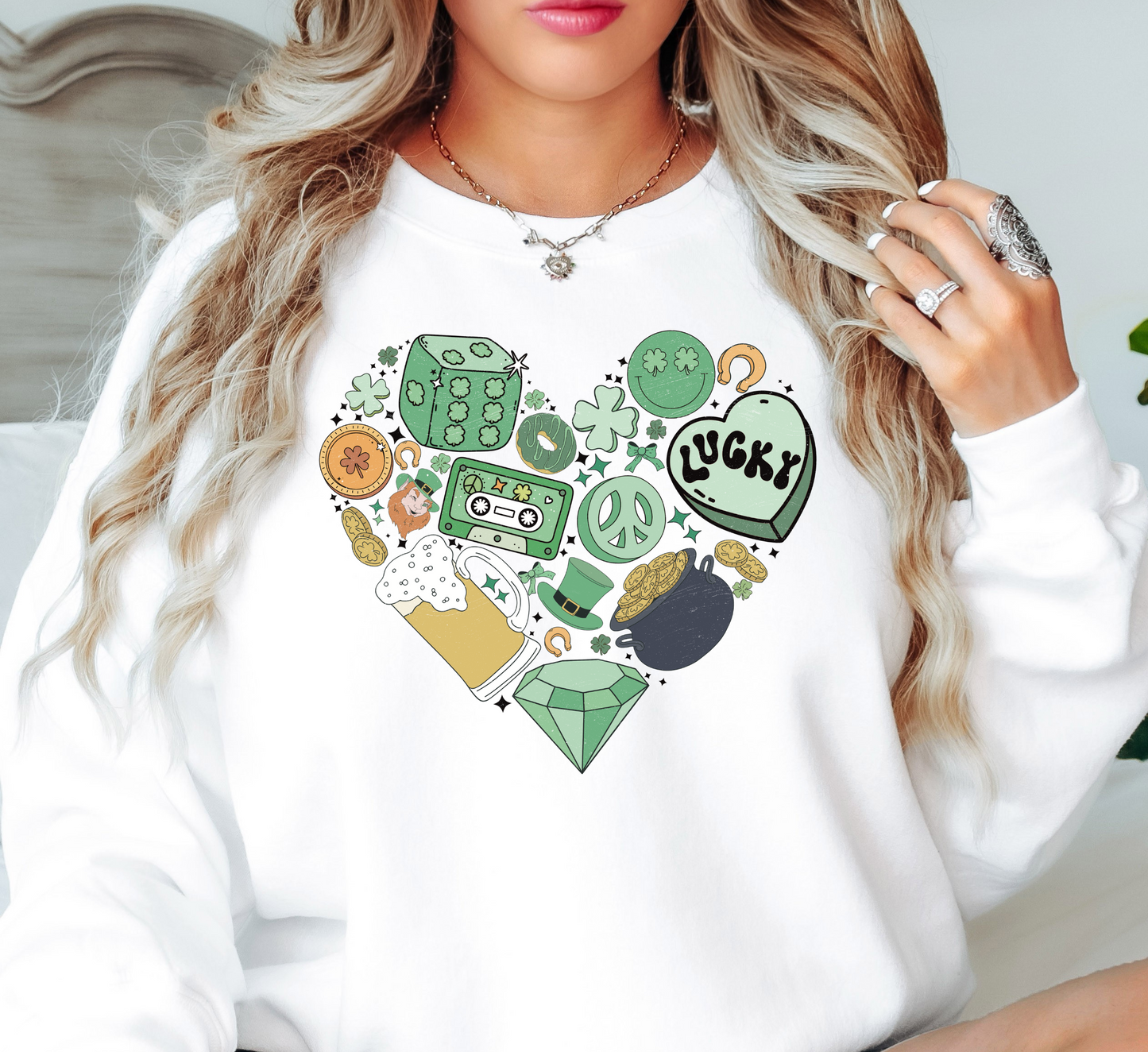 Lucky Heart Doodle Sweatshirt | Feeling Lucky Collection | Unique Gifts for Family Friends