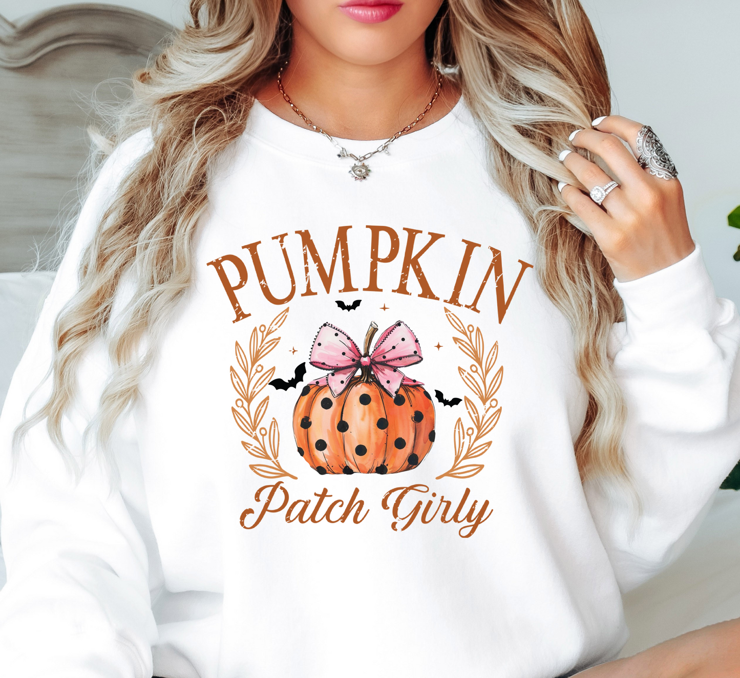 Pumpkin Patch Girly Sweatshirt | Boo-tiful Vibes Collection | Unique Gifts for Family Friends