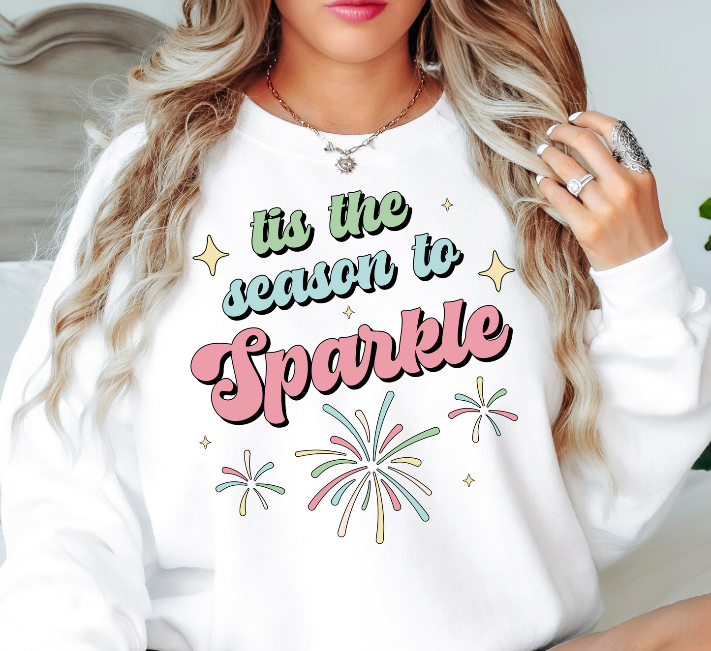 Tis The Season To Sparkle (Fireworks) Sweatshirt | New Year Magic Collection | Unique Gifts for Family Friends