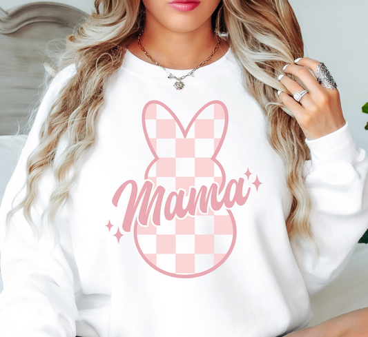 Checkered Mama Bunny Sweatshirt | Mama Mode Activated Collection | Unique Gifts for Family Friends