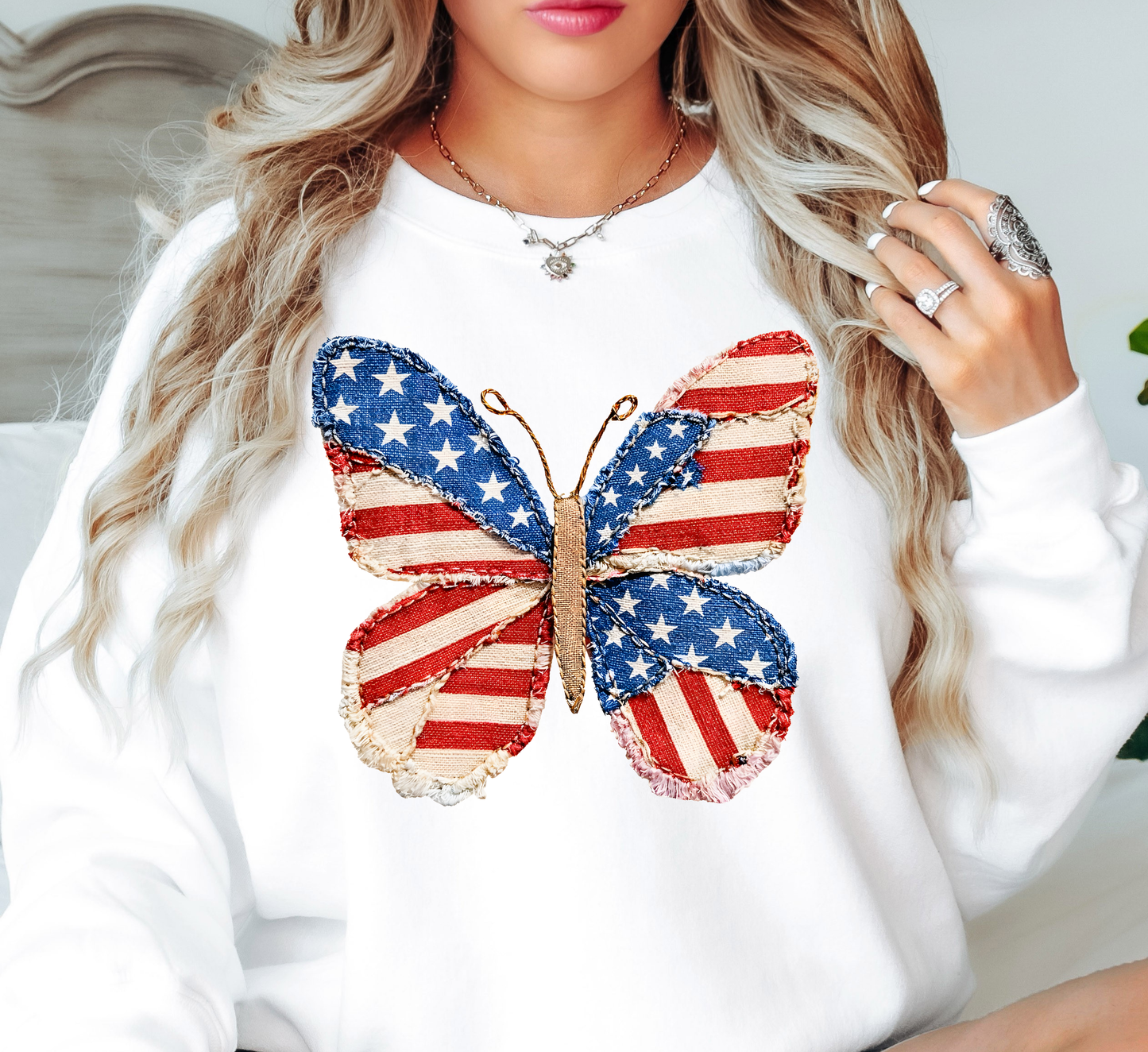 USA Butterfly Sweatshirt | Stars and Stripes Collection | Unique Gifts for Family and Friends