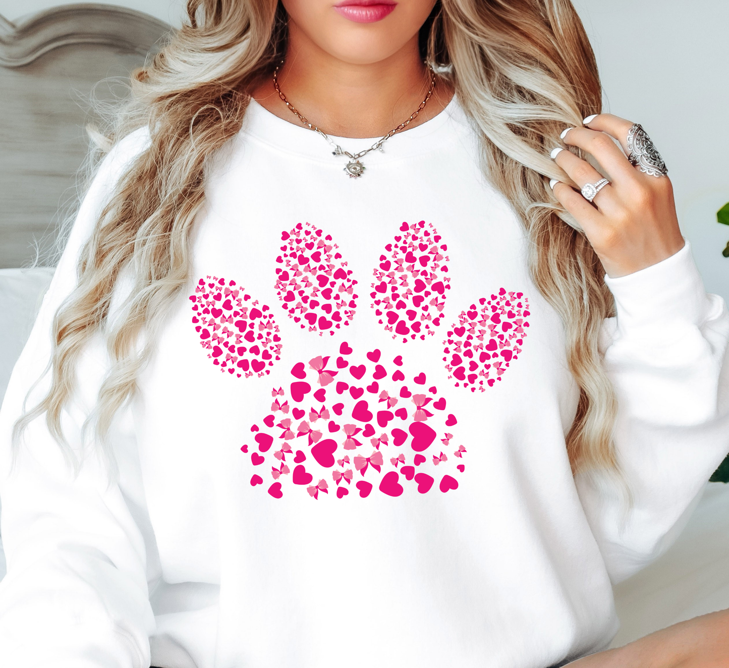 Pink Pet Paw Sweatshirt | Pawsitive Vibes Collection | Unique Gifts for Family and Friends