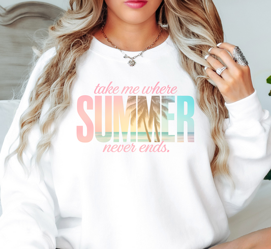 Summer Never Ends Sweatshirt | Beach Breeze Collection | Unique Gifts for Family Friends