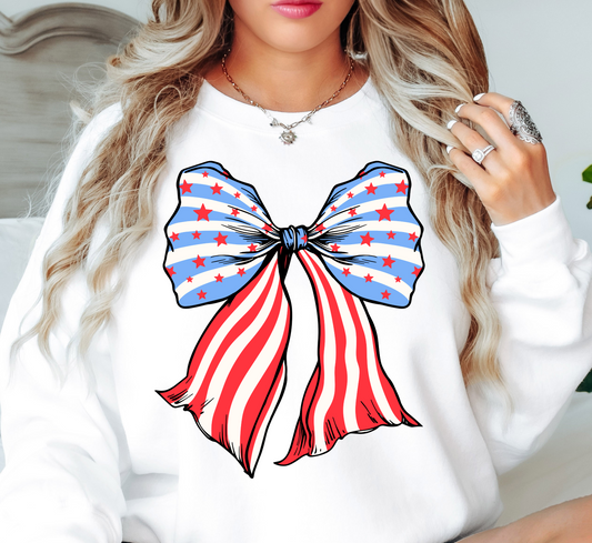 USA Coquette Bow Sweatshirt | Stars and Stripes Collection | Unique Gifts for Family and Friends