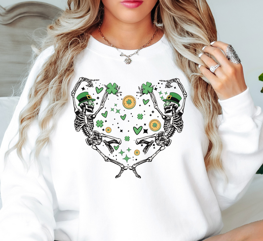 Dancing Skeleton Heart Sweatshirt | Feeling Lucky Collection | Unique Gifts for Family Friends