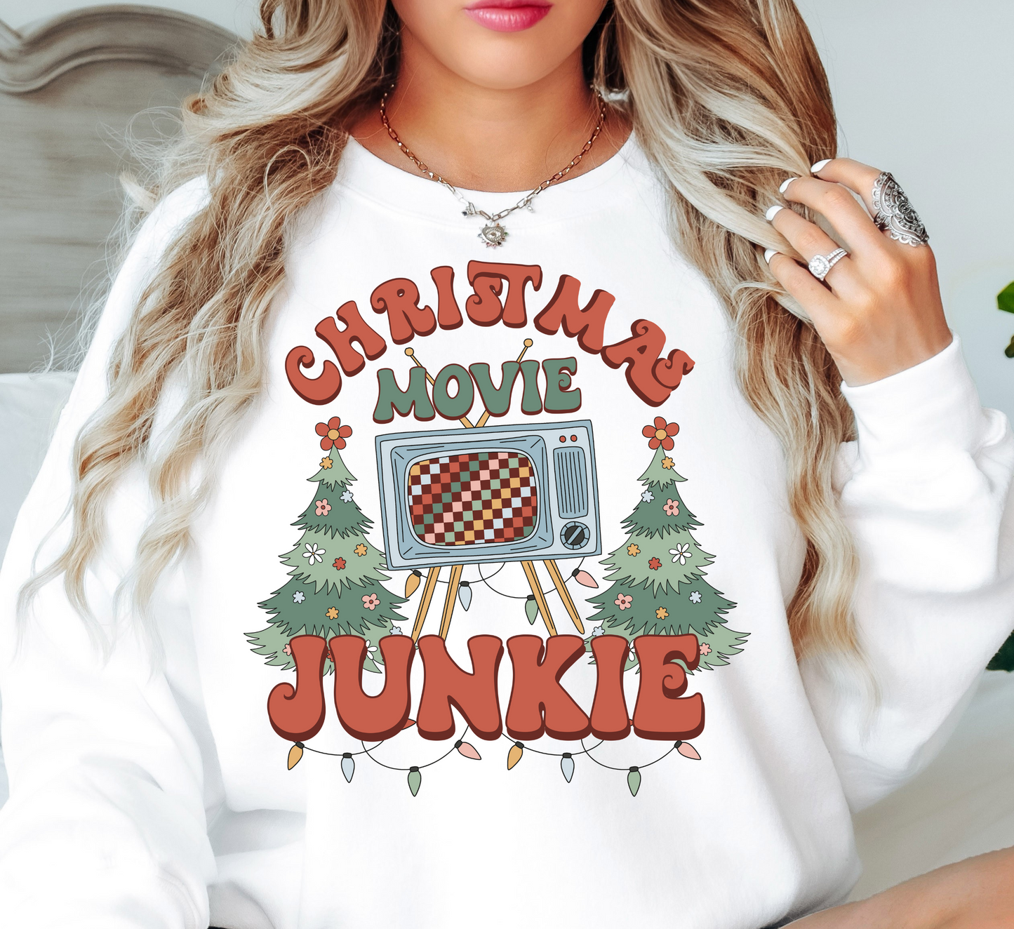 Xmas Movie Junkie Sweatshirt | Tis The Season Collection | Unique Gifts for Family Friends