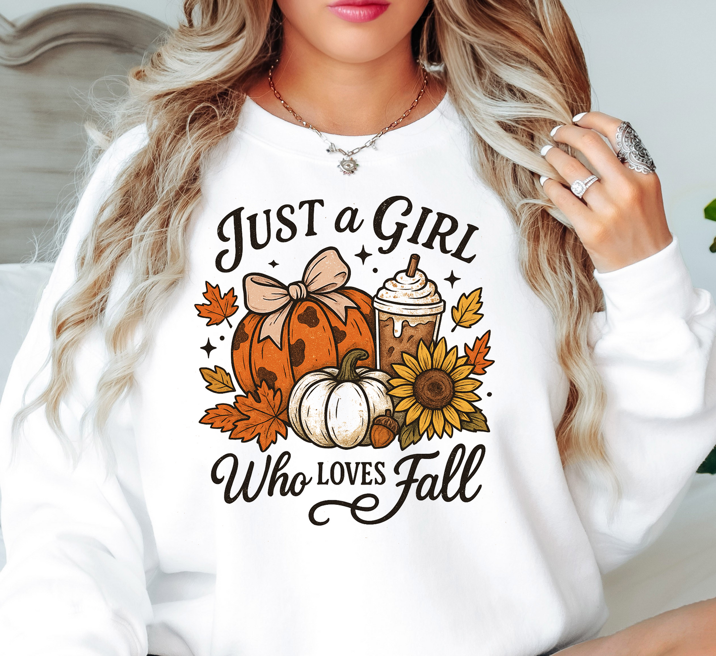Just A Girl Who Loves Fall Sweatshirt | Falling For You Collection | Unique Gifts for Family Friends