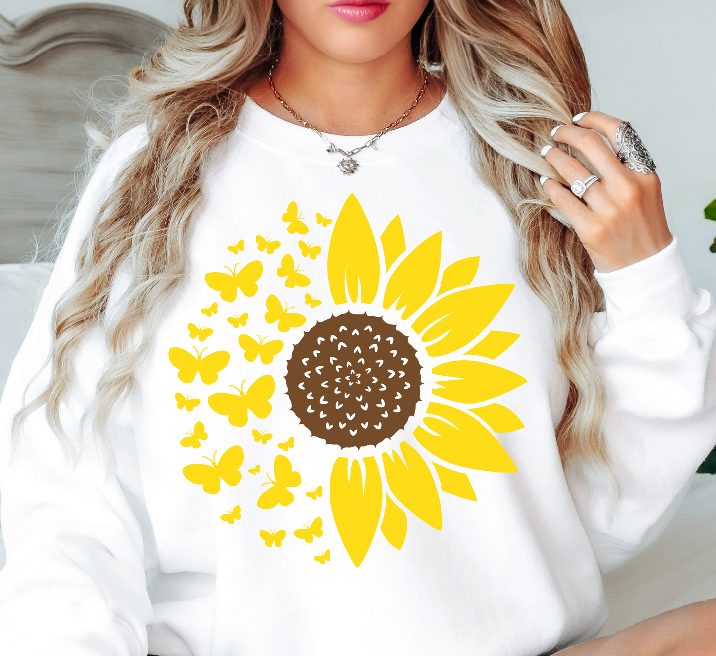 Sunflowers and Butterflies Sweatshirt | Hoppin' Into Spring Collection | Unique Gifts for Family Friends