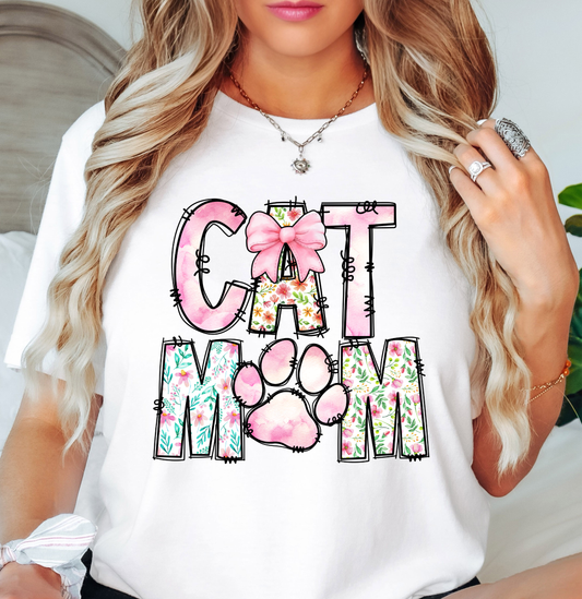 Preppy Cat Mom Tee | Pawsitive Vibes Collection | Unisex Pre-Shrunk T-Shirt