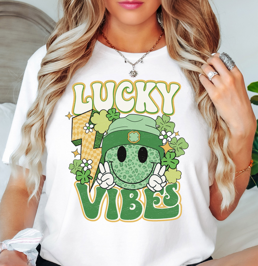 Retro Lucky Vibes Tee | Feeling Lucky Collection | Unisex Pre-Shrunk T-Shirt