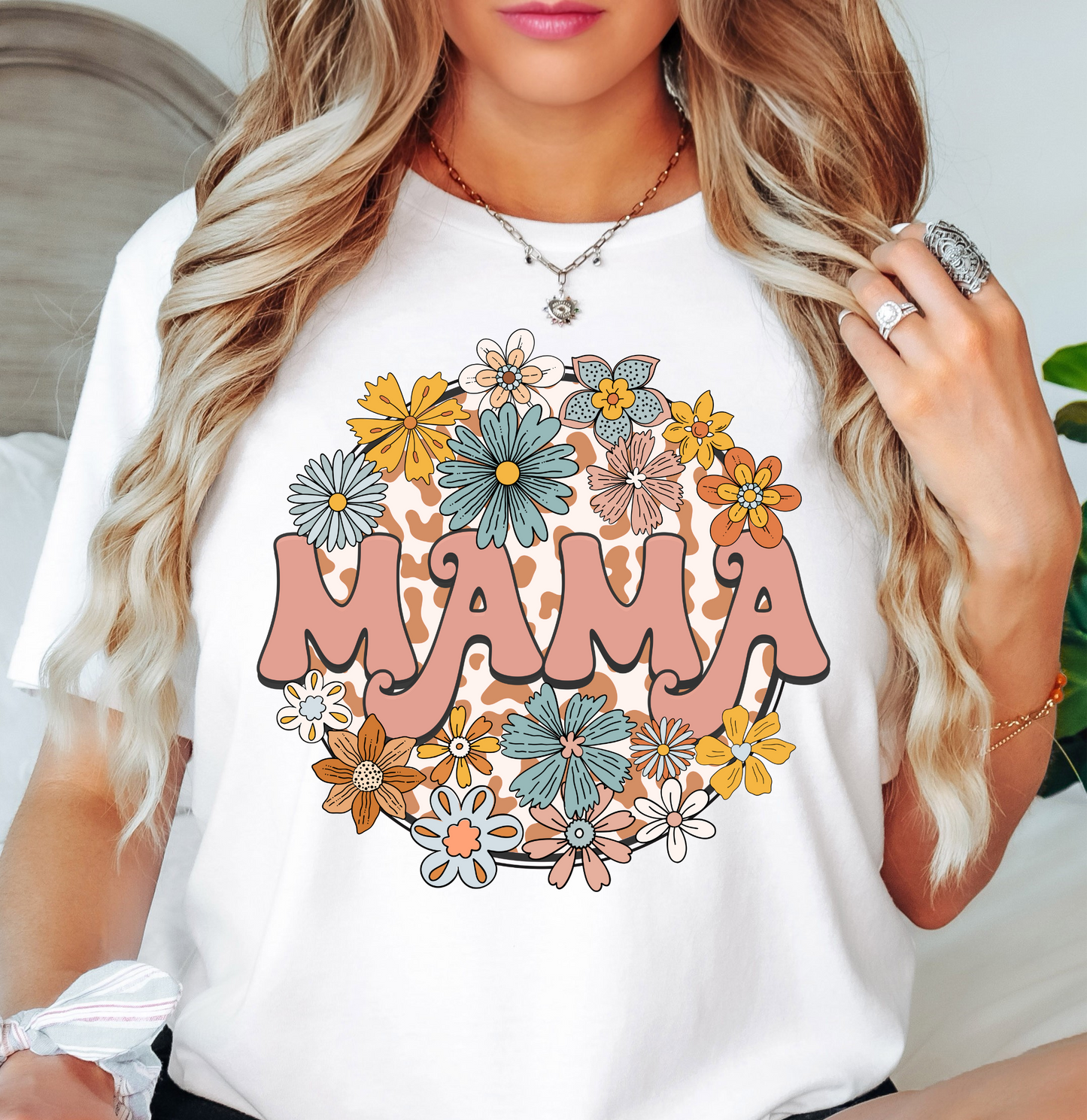 Retro Groovy Floral Mama Tee | Mama Mode Activated Collection | Unisex Pre-Shrunk T-Shirt