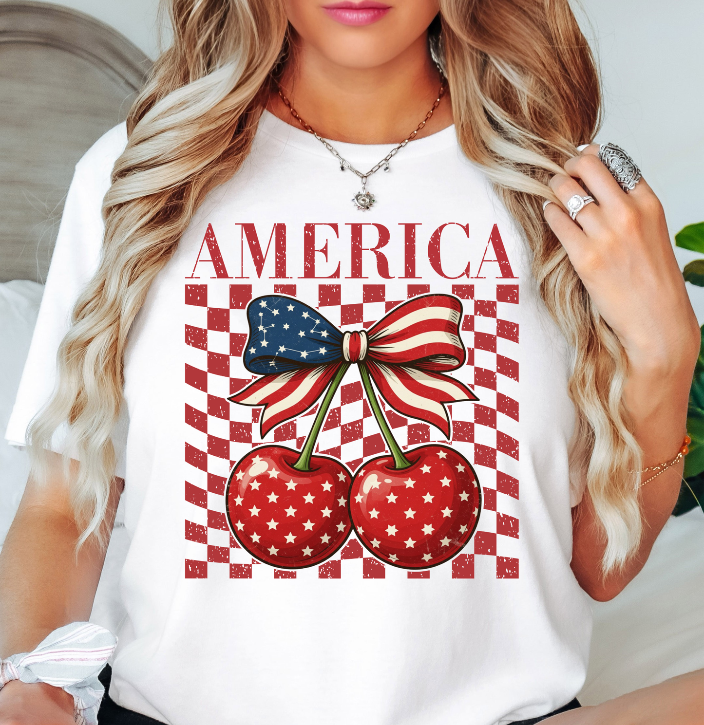 America Cherry Tee | Stars and Stripes Collection | Unisex Pre-Shrunk T-Shirt
