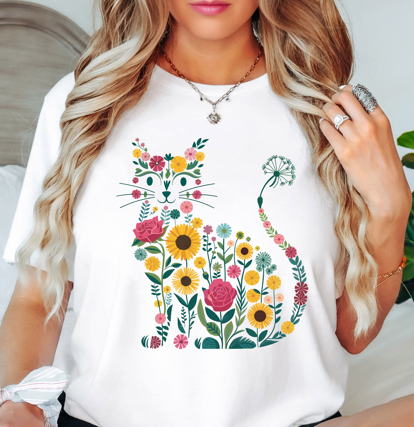 Floral Cat Outline Tee | Pawsitive Vibes Collection | Unisex Pre-Shrunk T-Shirt
