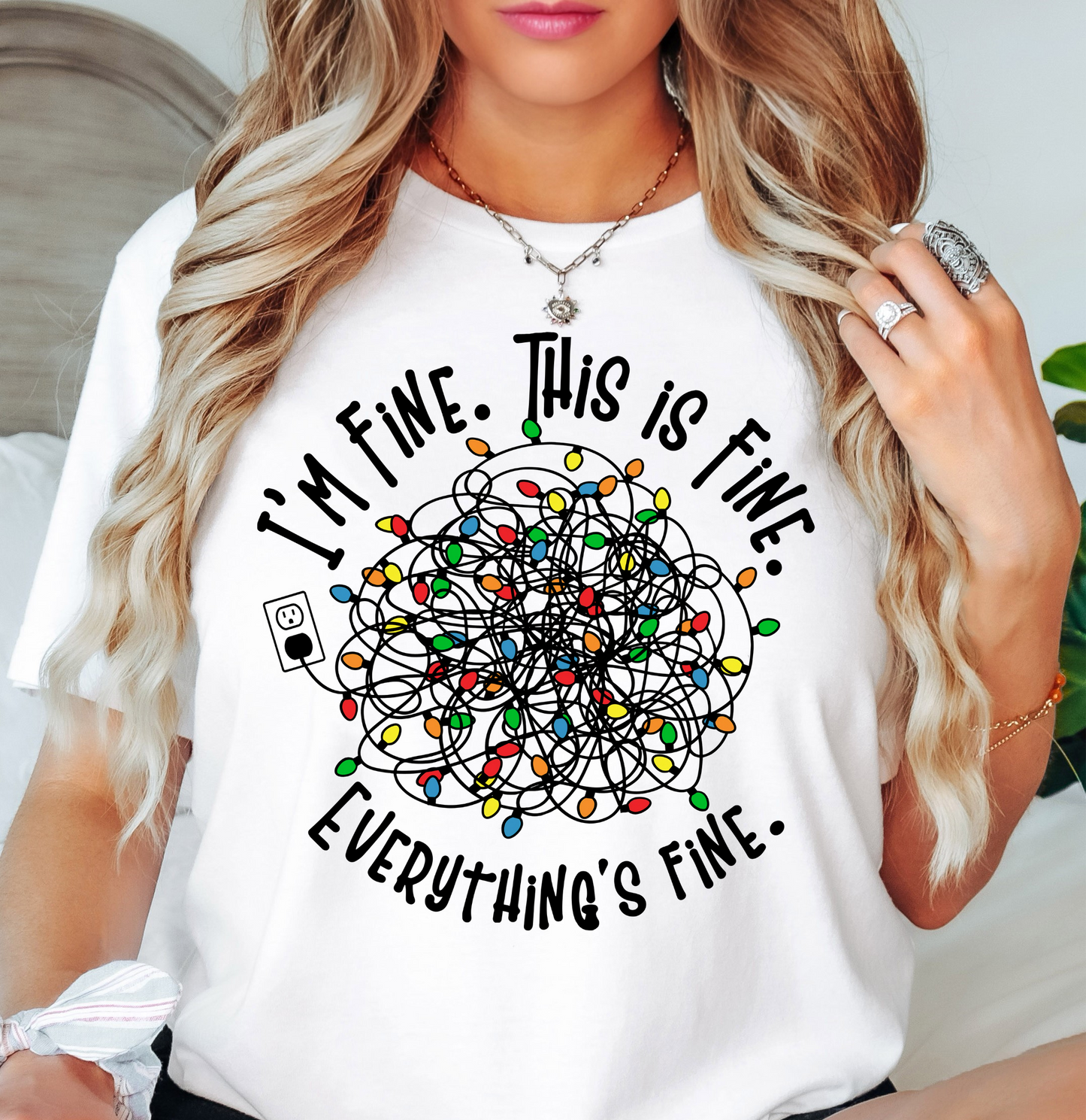 Xmas Lights I'm Fine Tee | Tis The Season Collection | Unisex Pre-Shrunk T-Shirt