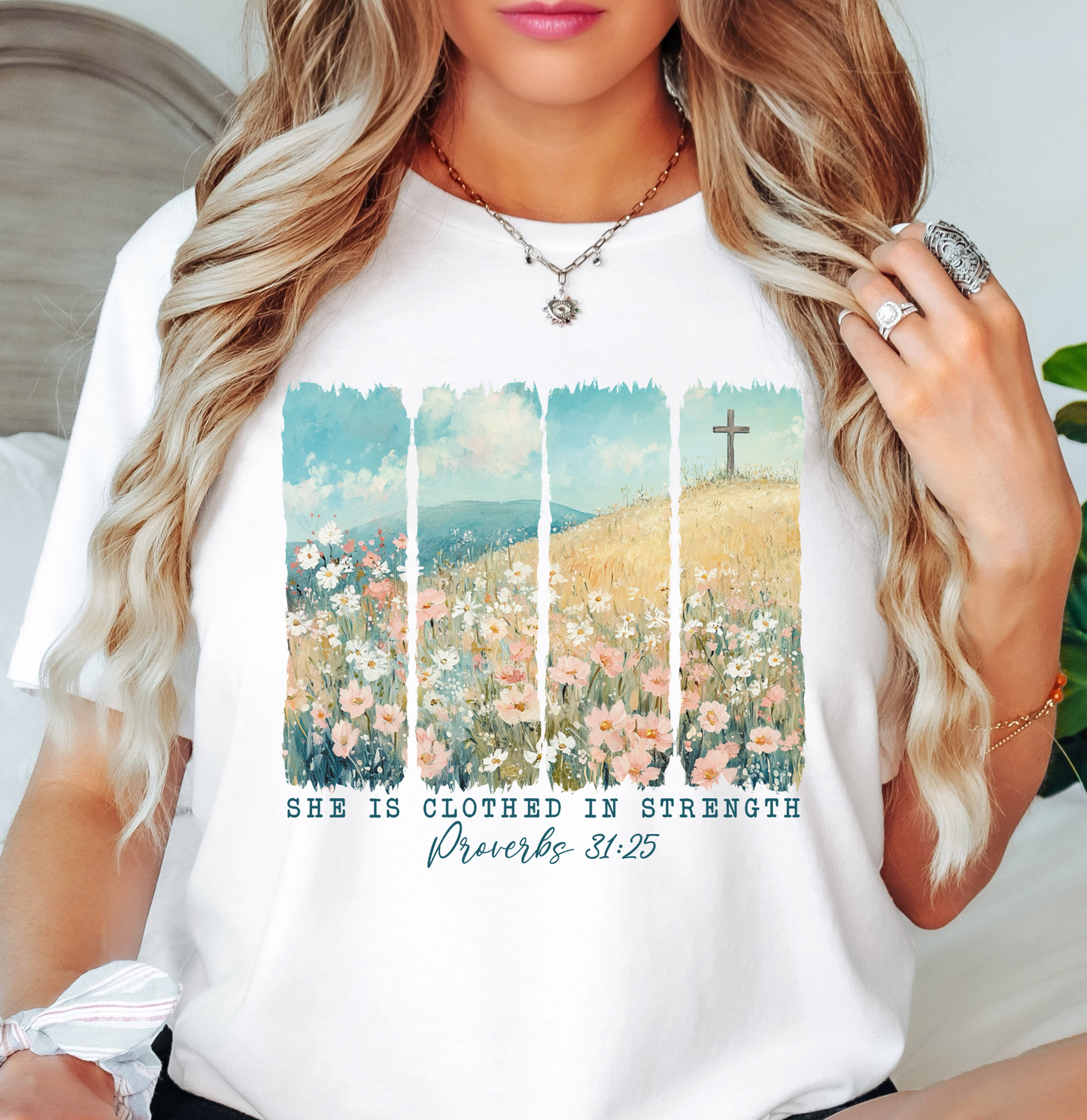 She Is Clothed (Proverbs 31) Tee | Walk By Faith Collection | Unisex Pre-Shrunk T-Shirt