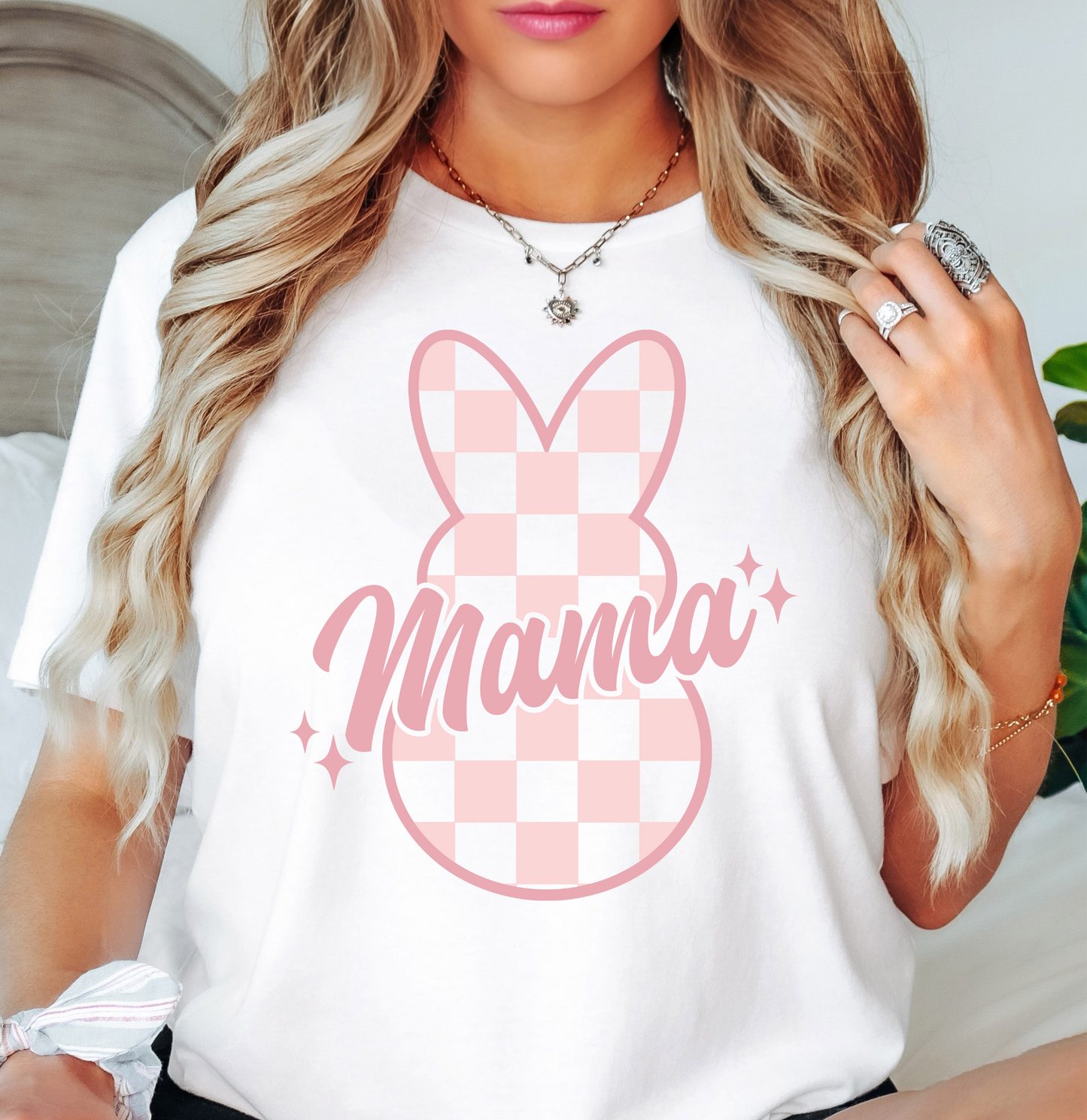 Checkered Mama Bunny Tee | Mama Mode Activated Collection | Unisex Pre-Shrunk T-Shirt